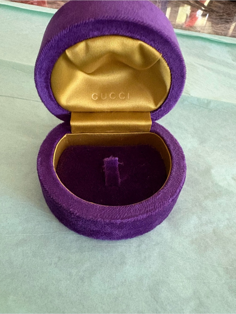 Gucci Purple Velvety Ring Box with Silky Interior